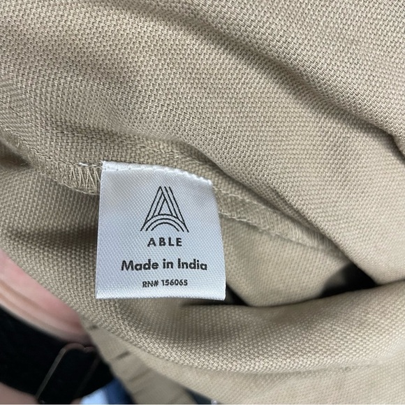 NWT Able | Mary easy pants beige hummus Crop Elastic Waist Size M 100% cotton - Picture 12 of 13